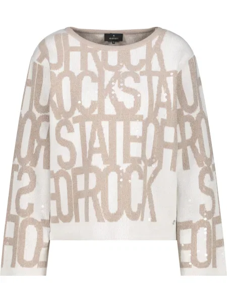 Monari Pulover temno bež bela