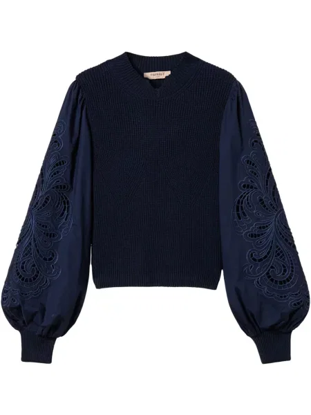 Pulover Twinset cu broderie albastru