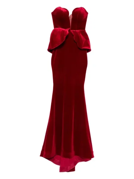 Cu peplum rochie maxi Cristallini de costum roșu