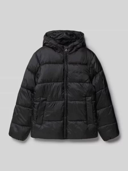 Kurtka pikowana o kroju regular fit z wyhaftowanym napisem model ‘Jorno’ Jack & Jones czarna