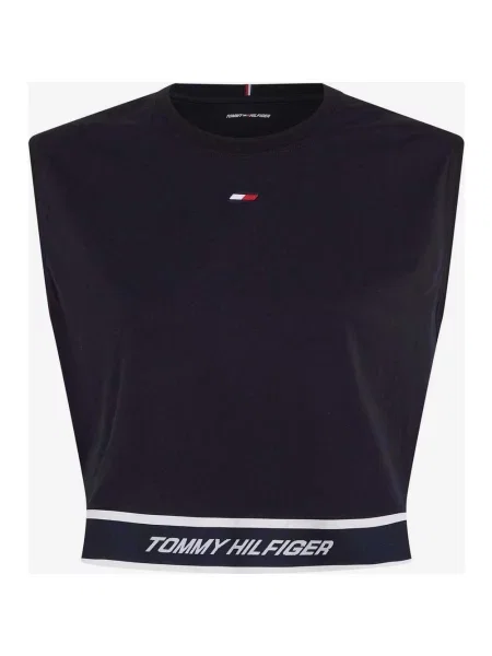 T-shirt bez rękawów Tommy Hilfiger Relaxed Tape C-Neck Ciemnoniebieski XS biały
