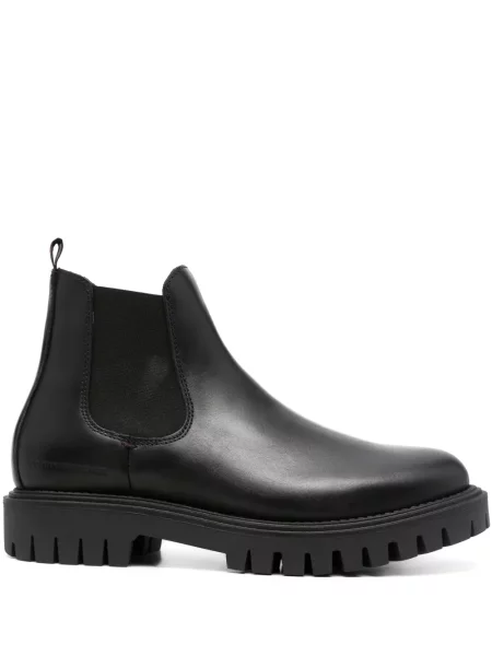Botine Tommy Hilfiger din piele slip-on negru