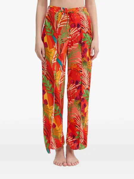 Pantaloni Desigual cu imagine cu imprimeu tropical roșu