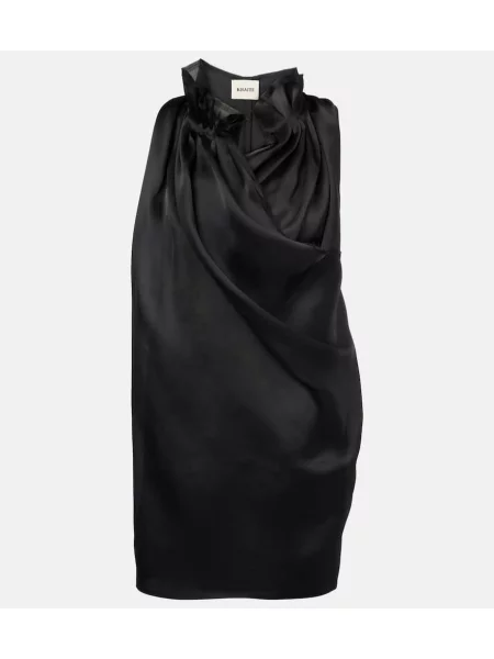 Top Khaite de mătase drapat negru