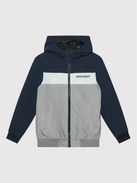 Jack & Jones Junior Geacă de primăvară-toamnă Rush bleumarin / gri bazalt alb