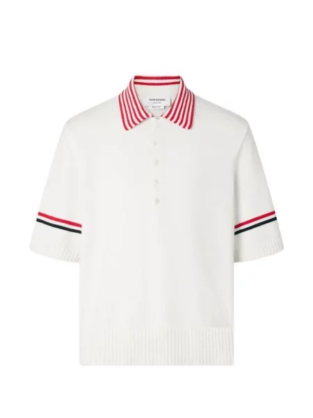 Tricou polo Thom Browne alb