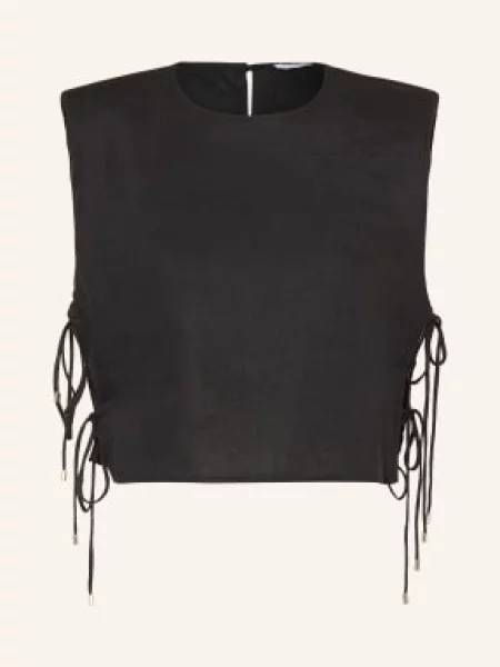 Mrs & Hugs Krátké Lněné Tričko černá