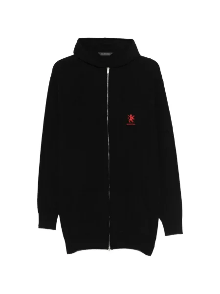 Haftowana dzianinowa bluza z kapturem Balenciaga czarna