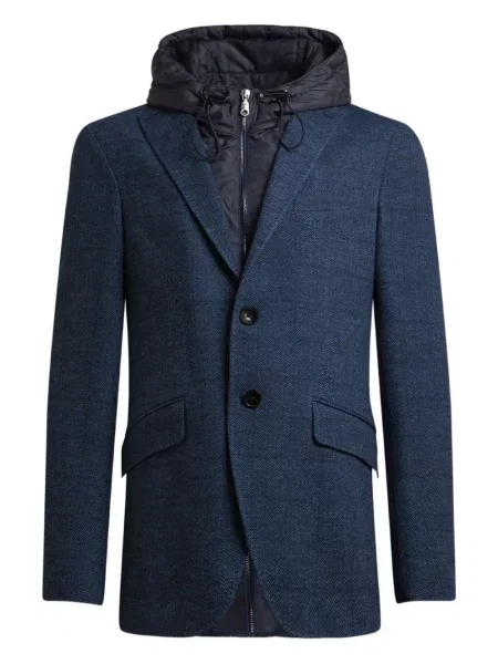 Geacă Etro cu model herringbone albastru