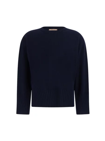Sweter Twinset z dekoltem w serek z długim rękawem klasyczny niebieski