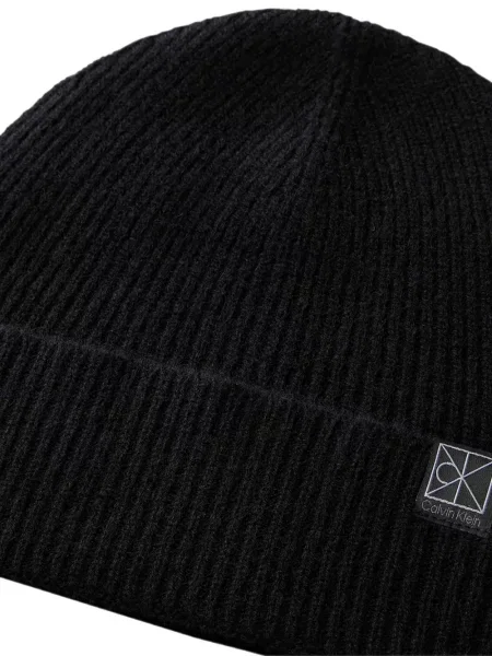 Căciulă Calvin Klein tricotate cu autograf negru