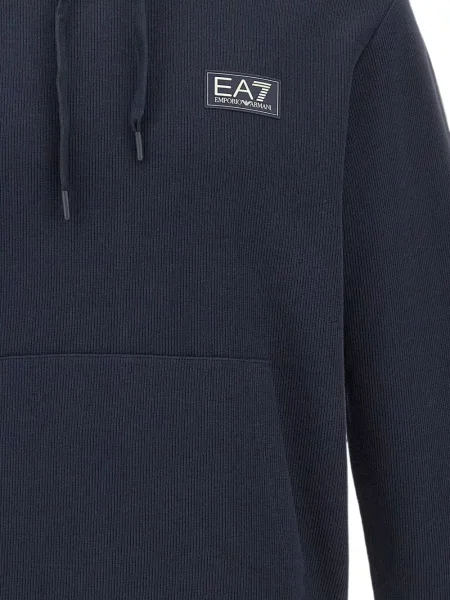 Hoodie Ea7 Emporio Armani με αυτόγραφο μπλε