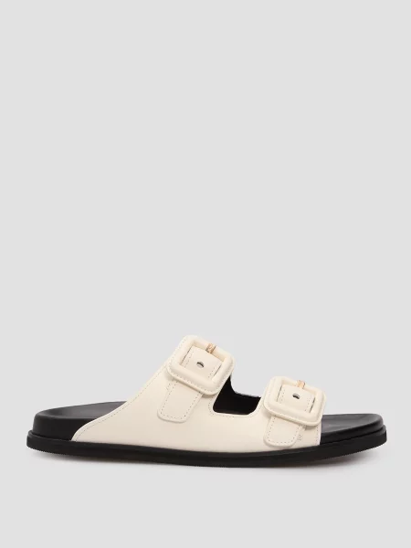 Шкіряні шльопанці Boss білі