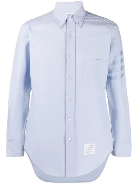 Cămașă Thom Browne din țesătură twill albastru
