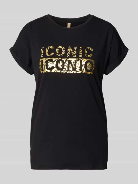 T-shirt z okrągłym dekoltem i nadrukiem model MARICA' Soyaconcept czarna