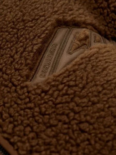 Geacă Dsquared2 cu broderie din fleece maro