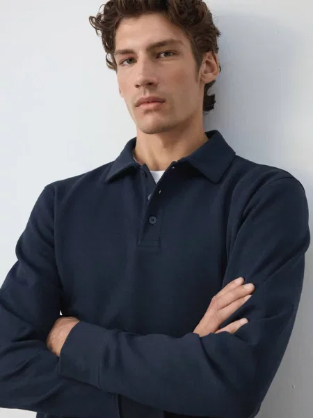Bluza z kołnierzykiem polo o kroju regular fit Mężczyzna S MANGO MAN ciemnoniebieski