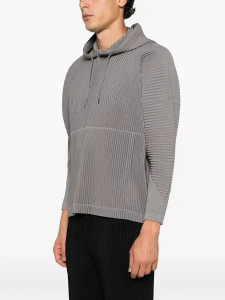 Hoodie Homme Plissé Issey Miyake γκρι