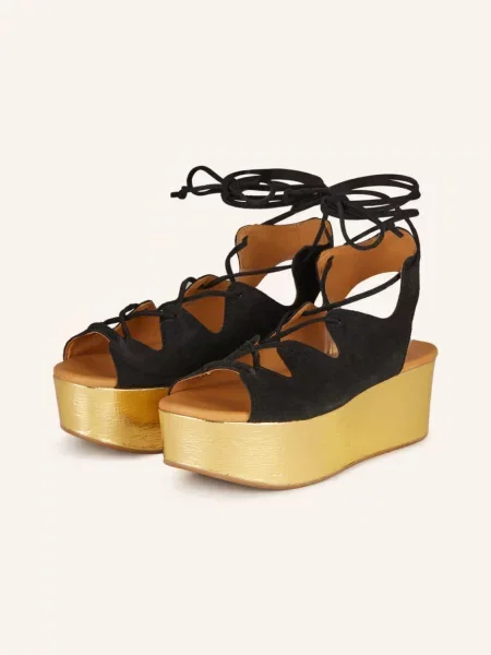 See By Chloé Sandály Na Platformě Liana black cork/ gold černé