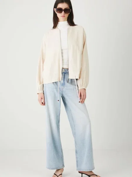 Лляна куртка-бомбер Medicine демісезонна бежевий