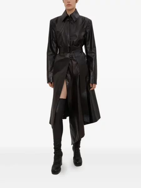 Кожено палто Olivier Theyskens черно