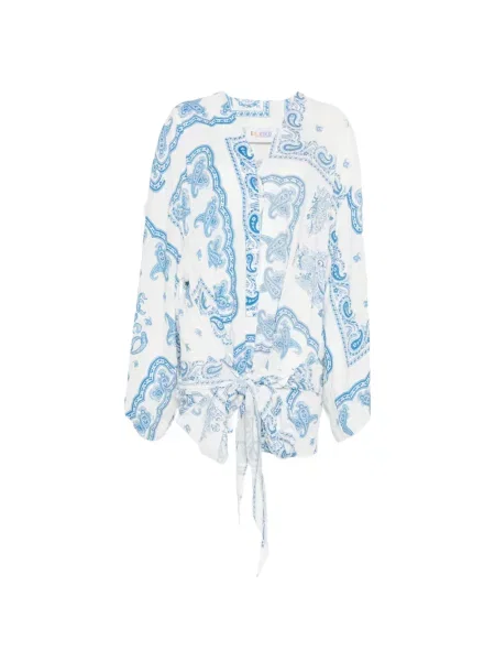 Rochie The Attico cu model paisley asimetrică alb