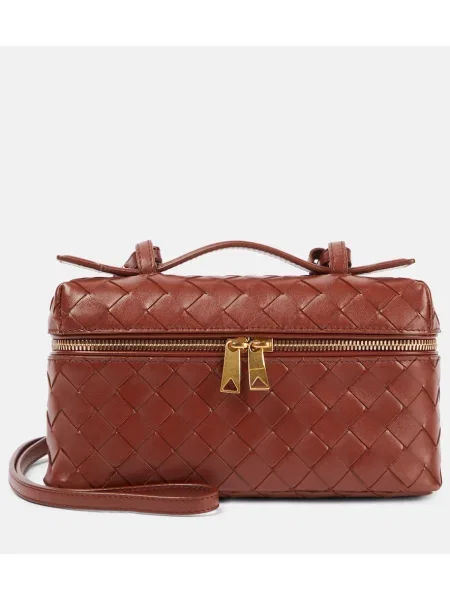 Geanta de piele Bottega Veneta Handle din piele maro