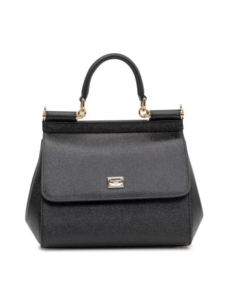 Torebka skórzana Dolce And Gabbana skórzana czarna