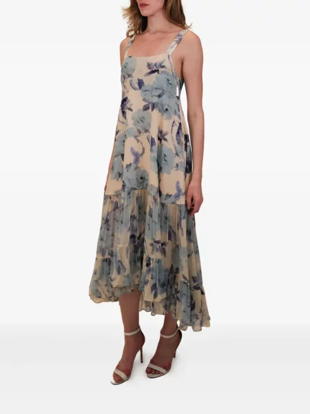 Rochie midi Azeeza cu model floral albastru