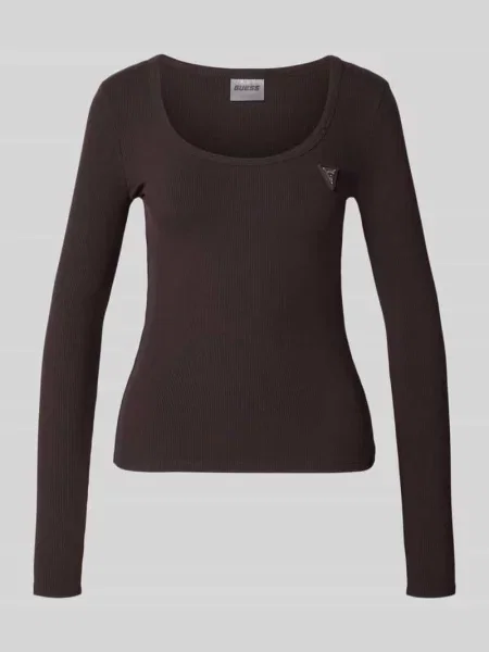 Bluzka z długim rękawem w efekt prążkowania z aplikacja z metką model COLETTE' Guess Activewear