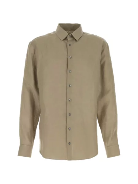 Lanena košulja Giorgio Armani siva