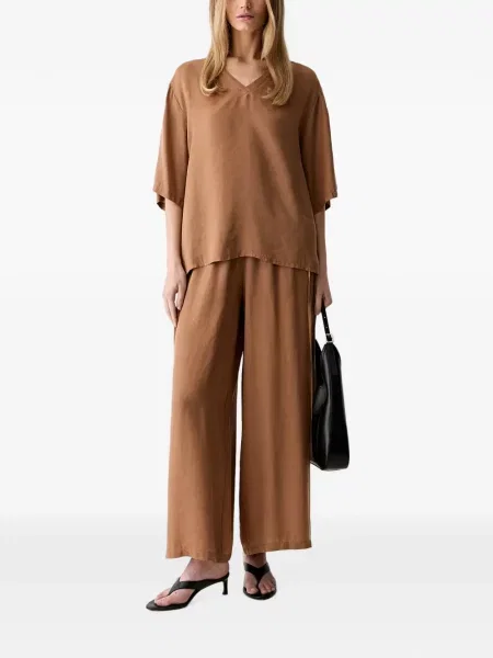 Scurt tricou Vicolo cu decolteu în V maro