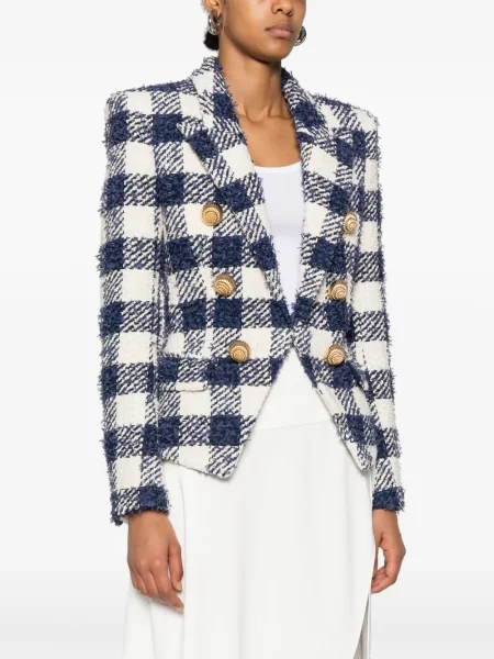 Καρό μπλέιζερ Balmain tweed λευκό