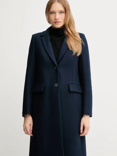 Палто с вълна Tommy Hilfiger тъмносиньо