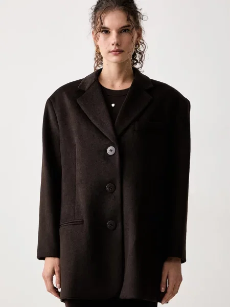 Armani Exchange palton scurt pentru femei cu amestec de lână maro