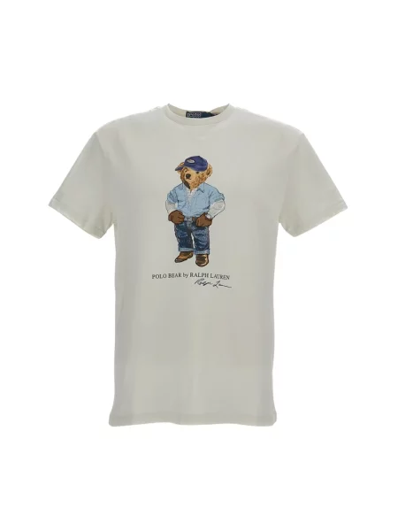 T-shirt w kroju regular fit z czystej bawełny z nadruk polo bear Polo Ralph Lauren beżowa