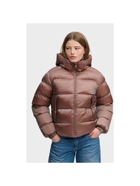 Kurtka z kapturem Superdry Shine Puffer XS brązowa
