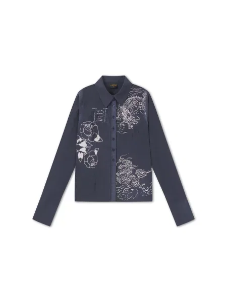 Ed Hardy Bluză albastru marin alb
