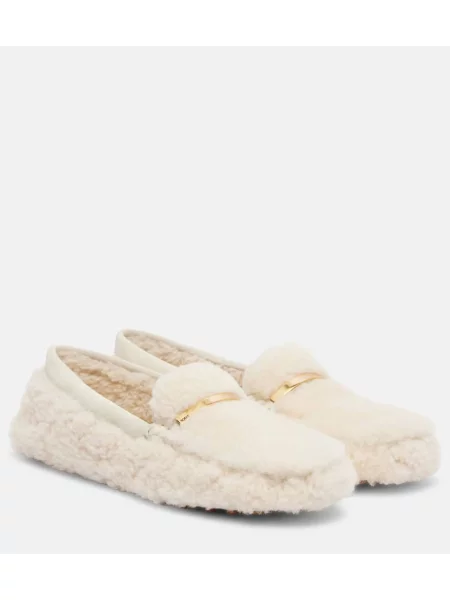 Pantofi loafer Tod's din piele de căprioară alb