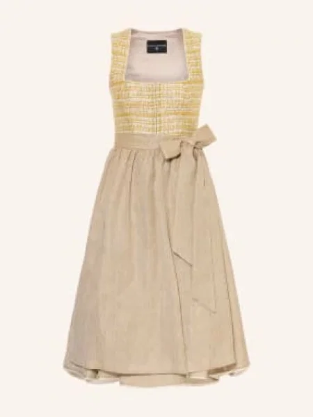 Kinga Mathe Sukienka Dirndl Saranda Z Przędzą Brokatową gelb beżowa