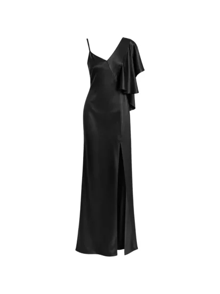 Rochie maxi Irina Schrotter cu volane asimetrică negru