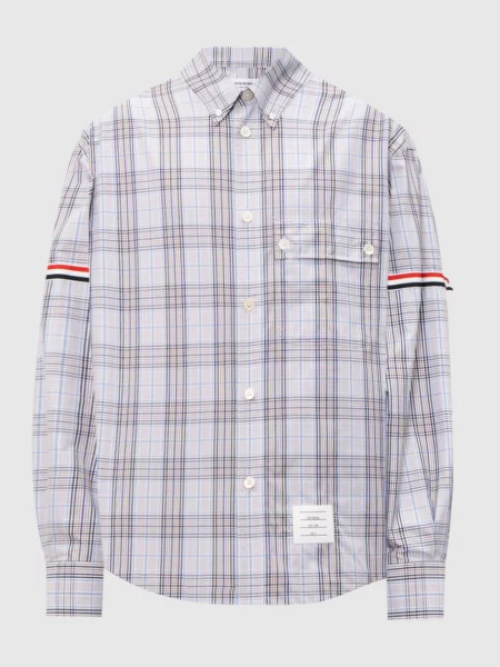 Рубашка в клетку Thom Browne белая