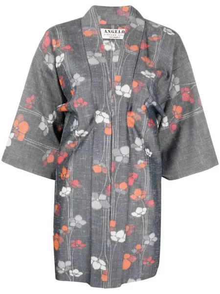 Květinová retro bunda A.n.g.e.l.o. Vintage Cult s potiskem šedá