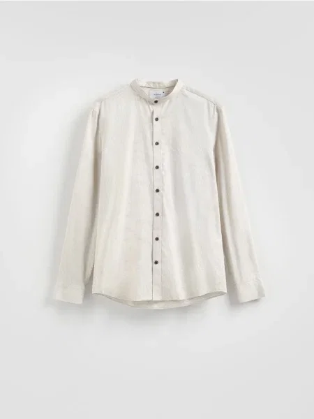 Reserved Cămașă slim fit cu guler înalt bej