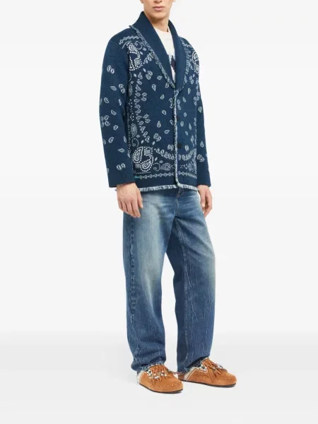 Cardigan Alanui cu model paisley din jacard albastru