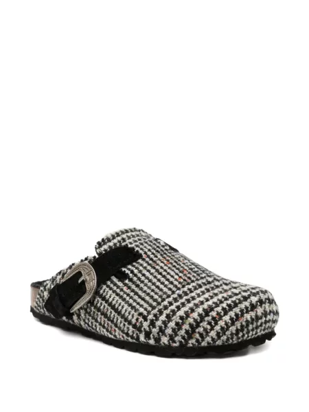 Papuci tip mules Taji din tweed negru