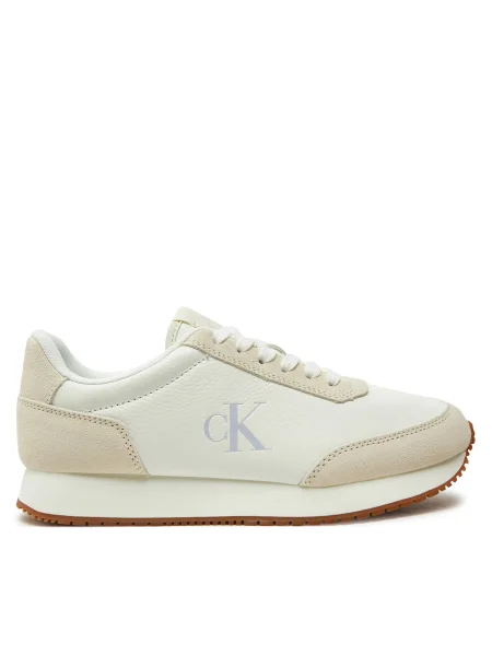 Кожени маратонки Calvin Klein Jeans RUNNER LACEUP LOW MIX MG бяло