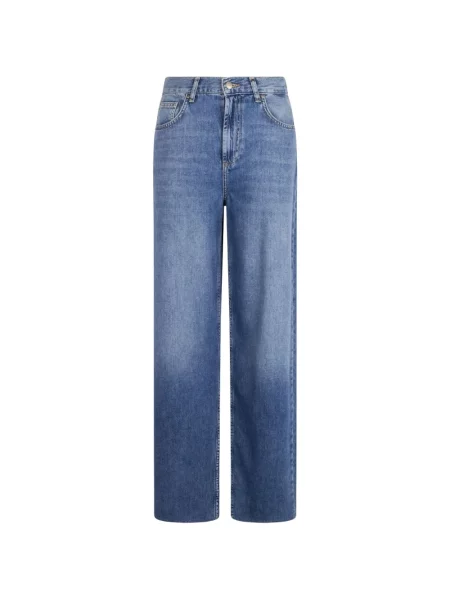 Szerokie jeansy Liu Jo z frędzli niebieskie