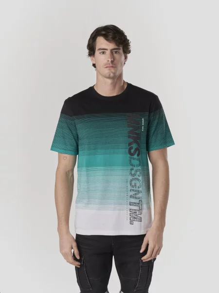 KOROSHI Tricou verde petrol / verde mentă / negru alb