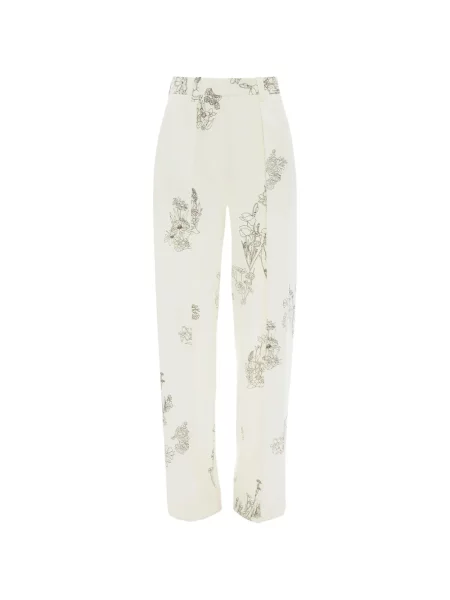Pantaloni Victoria Beckham cu model floral cu picior lat